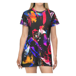 Vibrant Abstract T-Shirt Dress, Artsy Dress